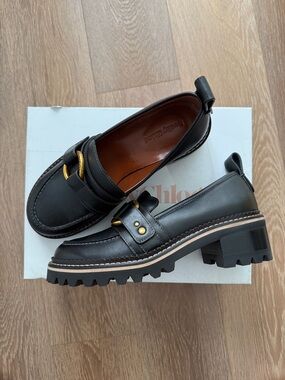 See by Chloe Black Leather Erine Loafers